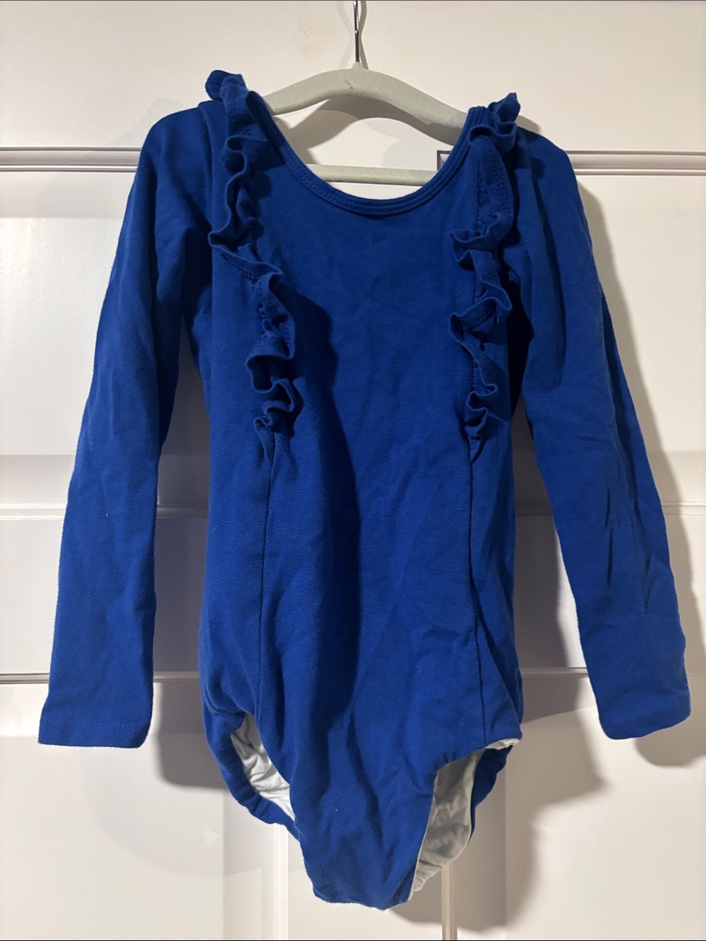 Remie Girl Long-Sleeve Ruffle Leotard - Royal Blue